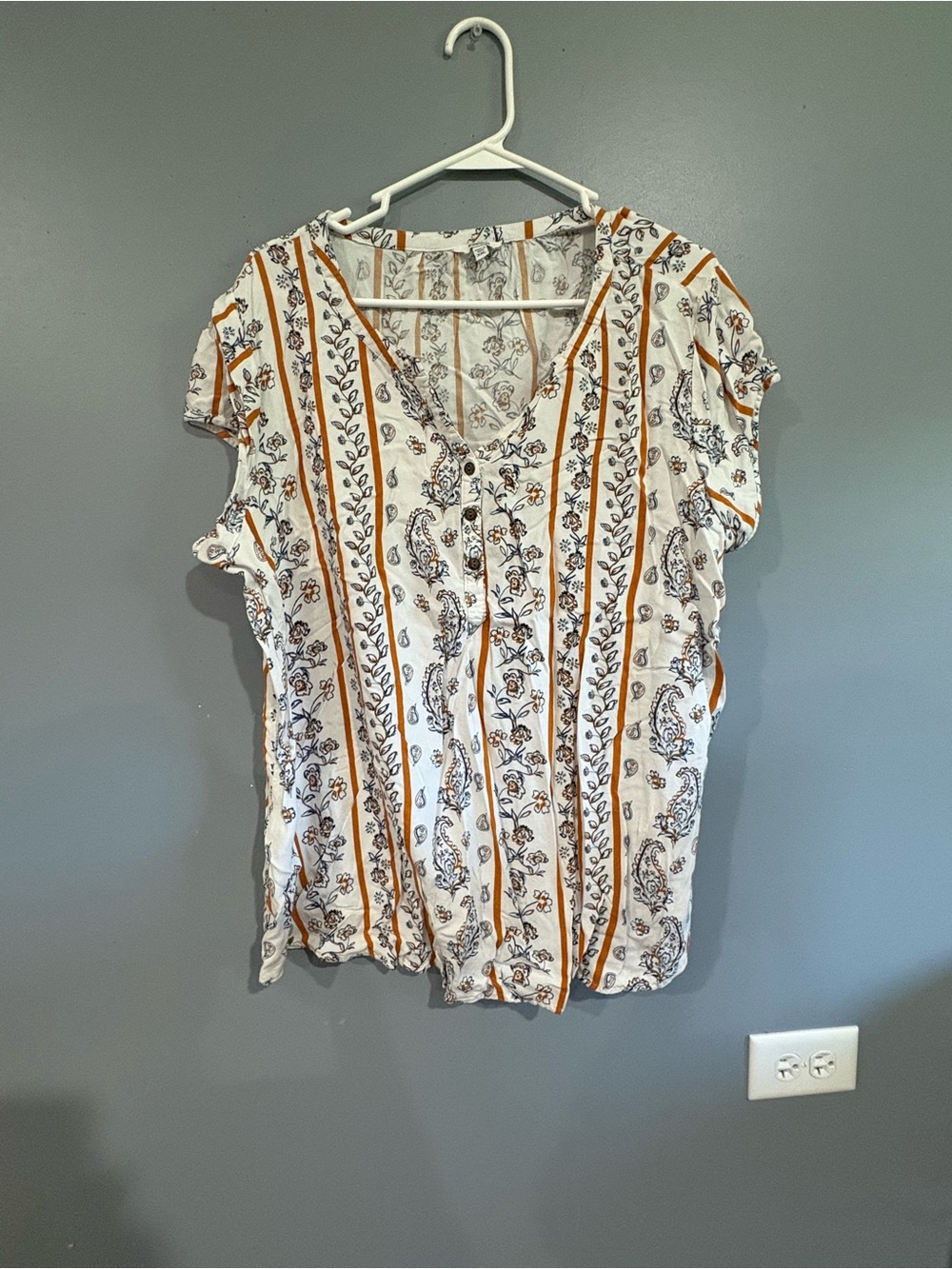 Sonoma Goods For Life Women's XXL Top Short Sleeve Paisley Floral Stripe Rayon